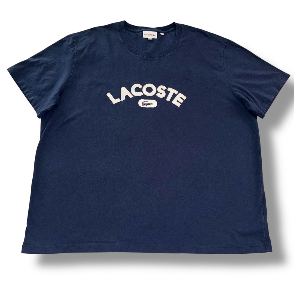 Lacoste Mens 3XLB Navy Blue Arched Logo Graphic T-Shirt TH0606 Big & Tall Cotton
